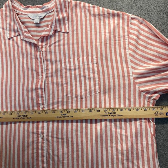 Old Navy Pink Striped Cotton Long Sleeve Boyfriend Button Down Size XXL Long Sle - Picture 5 of 12